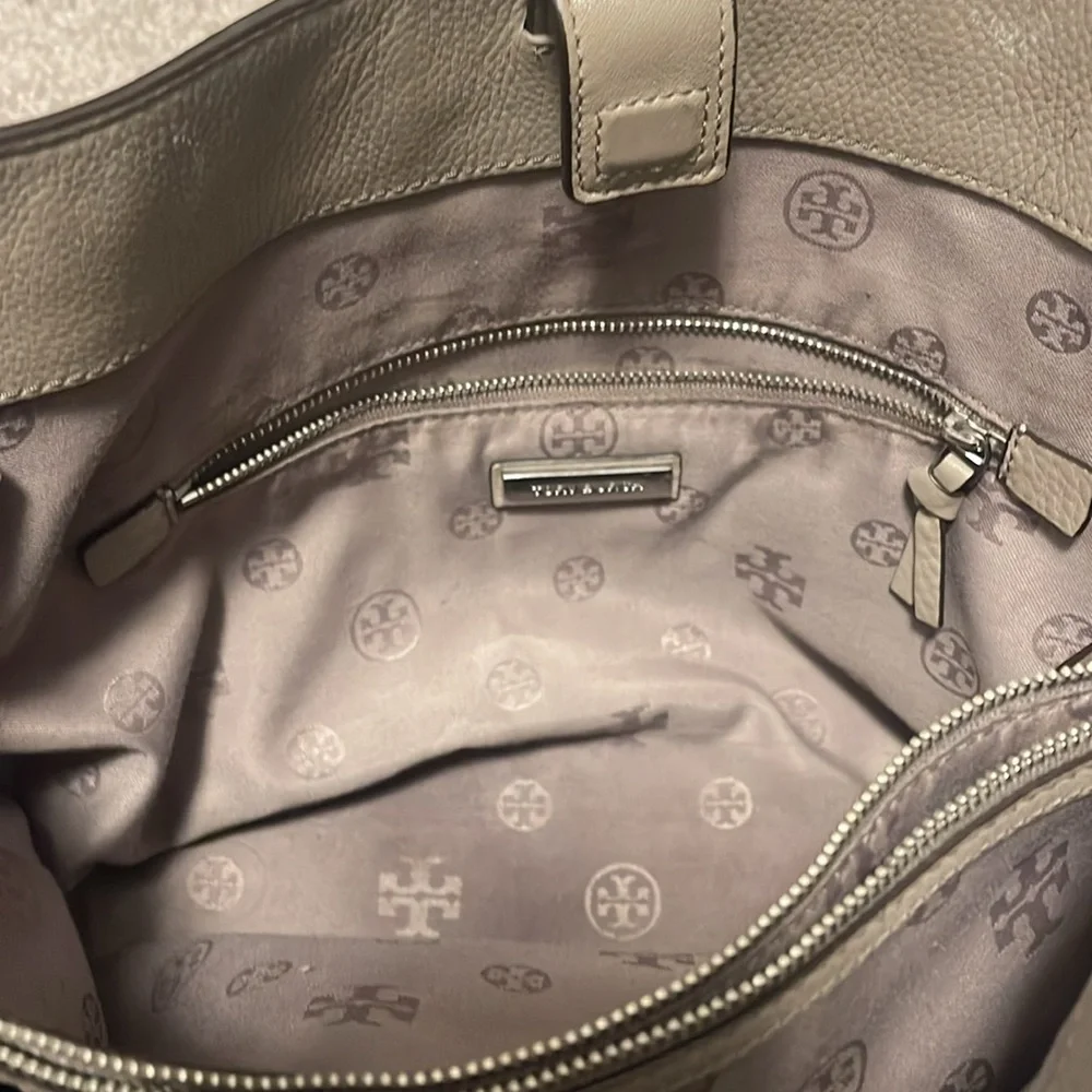 Tory Burch Taupe Perforated Tote and Wallet Set